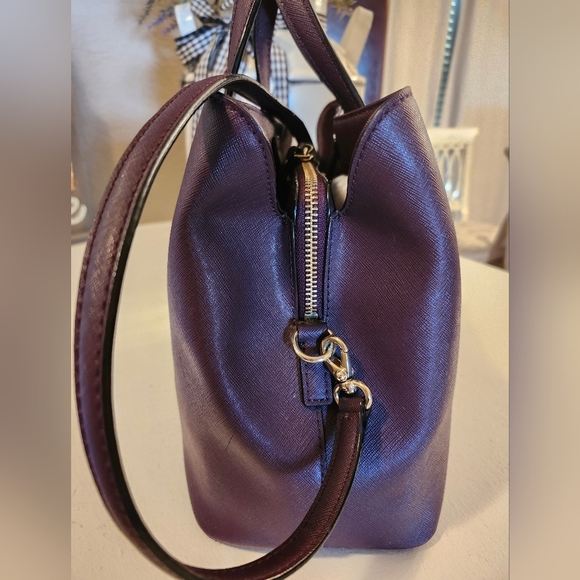 KATE SPADE NY SAFIANO LEATHER EVANGELIE LAUREL WAY SATCHEL-BURGUNDY 11.5×9.5 EUC - Picture 6 of 16